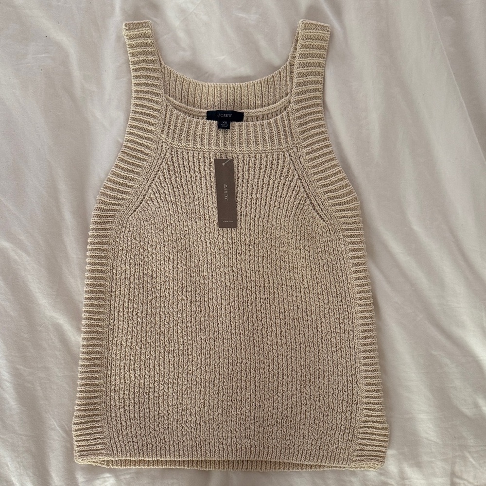 New with tag J.crew knit sweater tank top cream tan beige oatmeal sweater XS